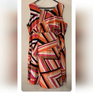 Danillo Studio Women sz 2X Orange Pink and Black Sheath dress